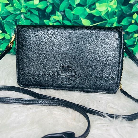 Tory Burch Bags Tory Burch Mcgraw Flat Black Wallet Crossbody Bag